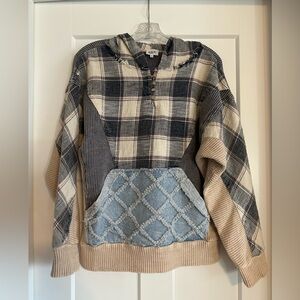 BKE Plaid Pieced Hoodie